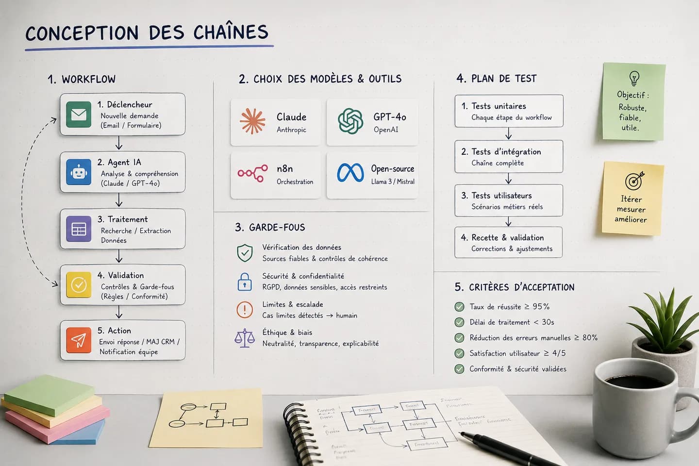 Conception des chaînes IA et workflows